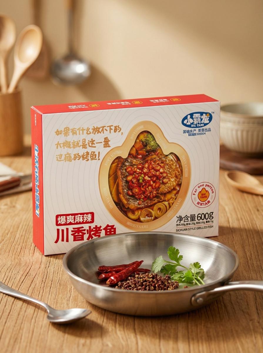 小霸龙单人份烤鱼包装设计